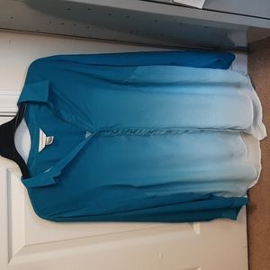 Christopher and Banks Blue Gradient Women's Blouse, Size XL